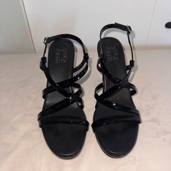 Naturalizer Glossy Black Strappy Heels - Picture 3 of 4